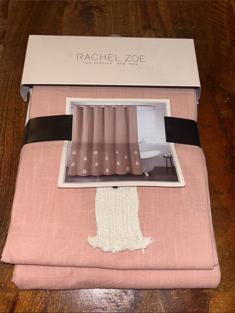 NWT Rachel Zoe Blush Pink Ghost Shower Curtain